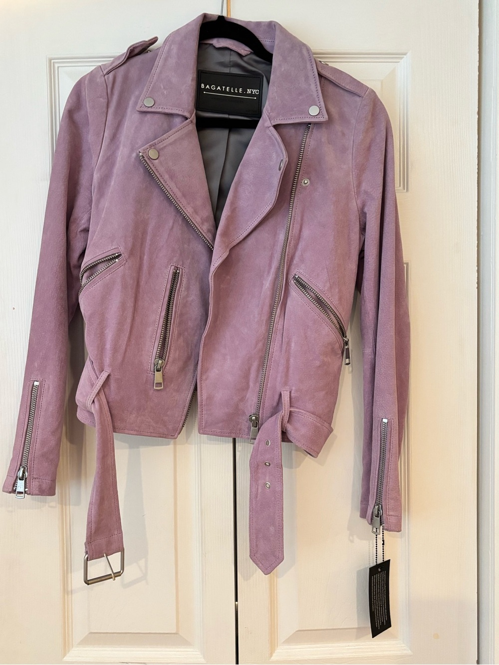bagatelle Lavender Suede Moto Jacket